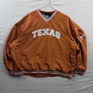 Team Athletics Texas Longhorns V-Neck Windbreaker Pullover Burnt Orange Mens XXL